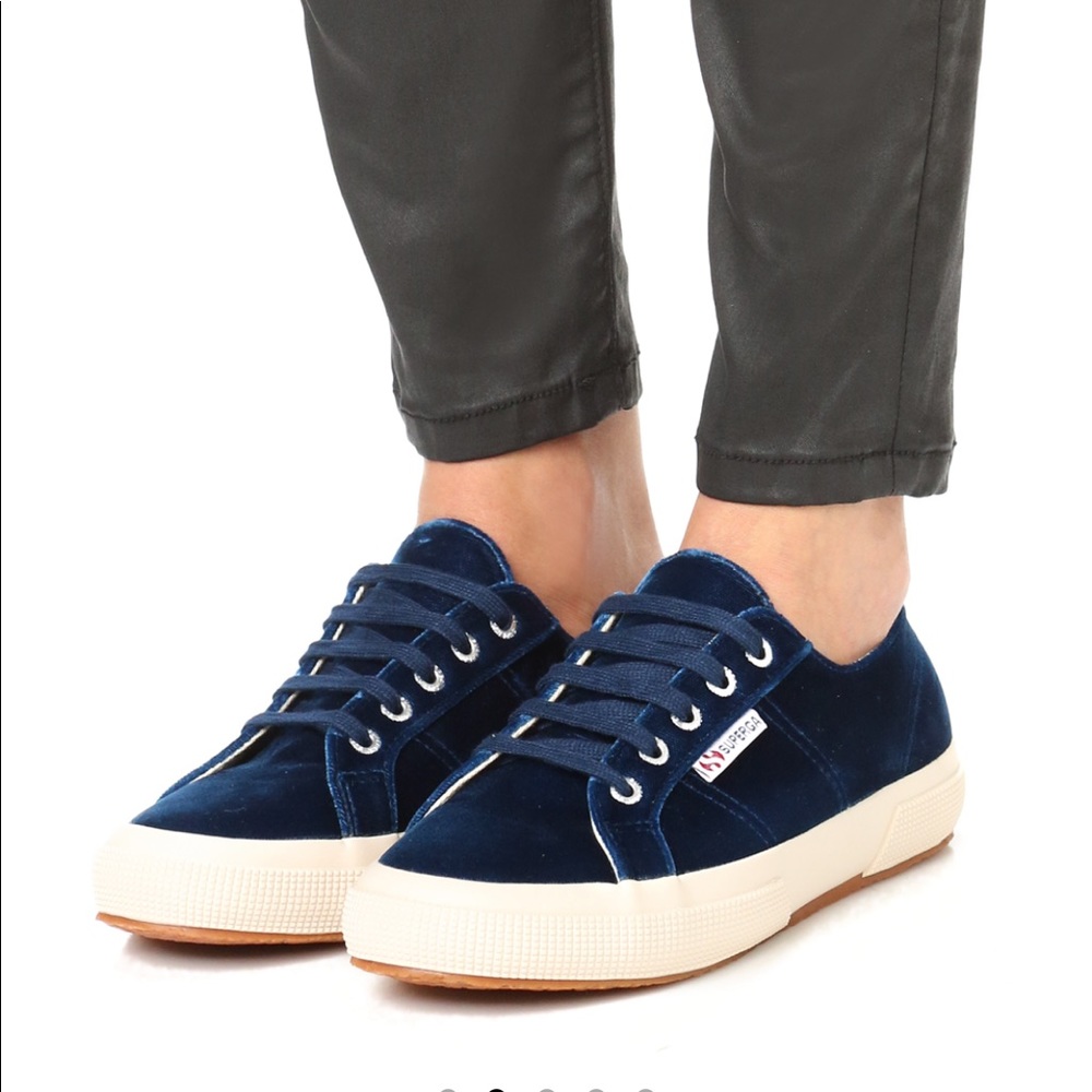 Navy blue velvet SUPERGA sneakers